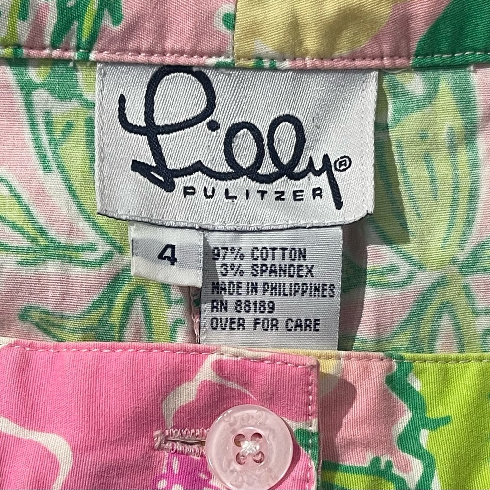 Lilly Pulitzer Cropped Pants Womens Size 4 Pink Floral Cotton - Picture 3 of 8